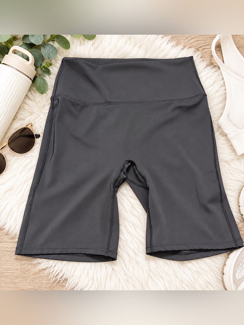 Zenana Black High Waisted Biker Shorts Size XL